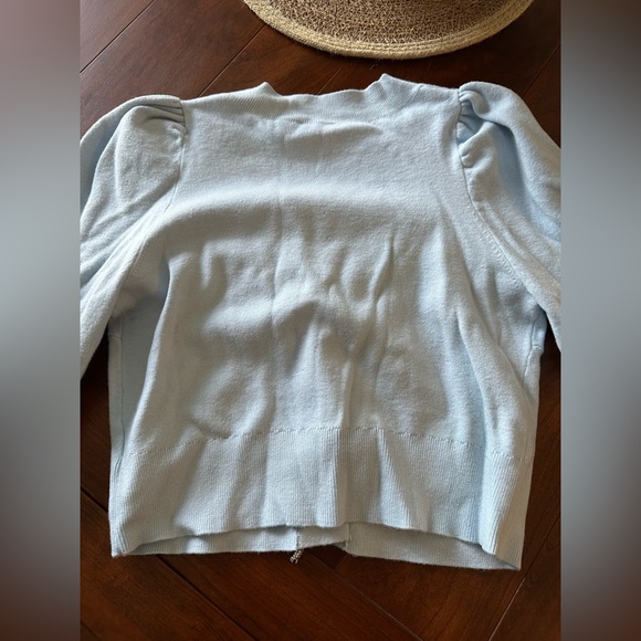 Light Blue V-Neck Cardigan with Crystal Bows - Picture 5 of 6